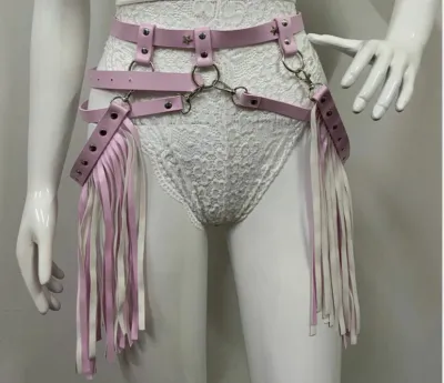 Sexy Punk Tassel Leather Waist Black Belt