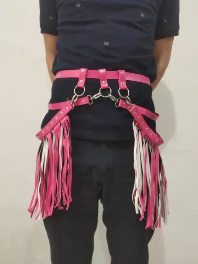 Sexy Punk Tassel Leather Waist Black Belt