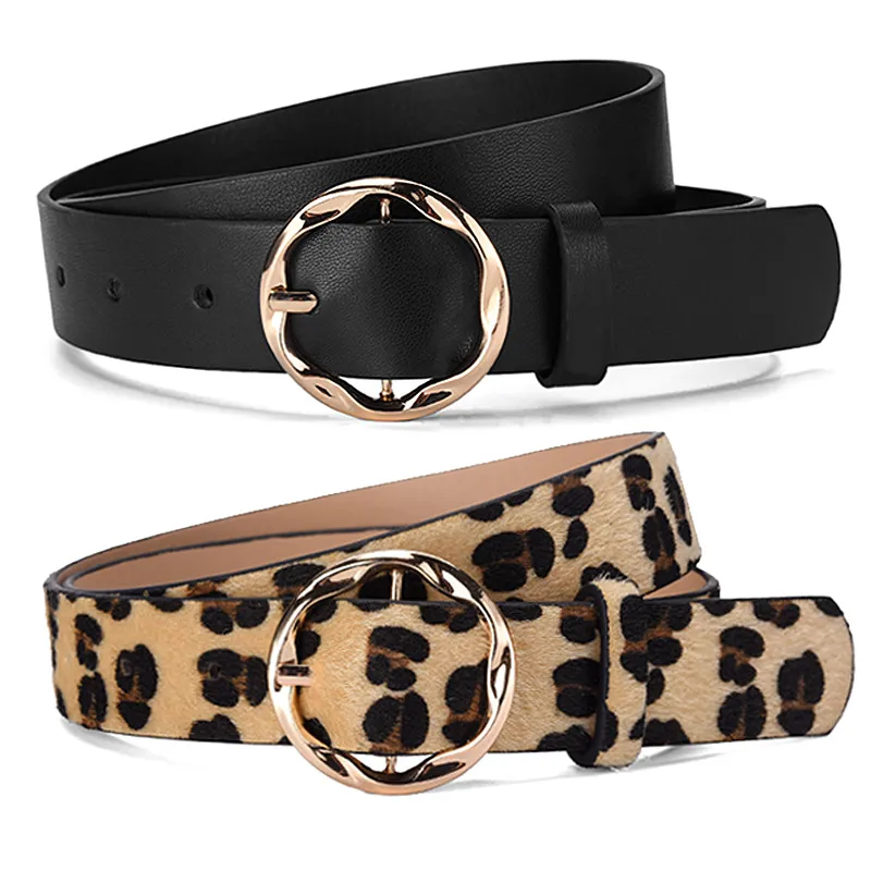 Women Fashion Creative Personality Snake Leopard Pattern Decorative Leather Belt