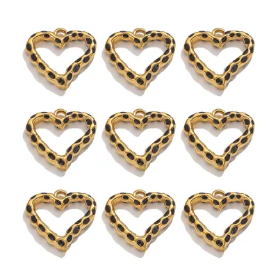 Romantic Hollow Heart Stainless Steel Enameled Pendant Necklace
