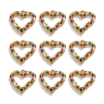 Romantic Hollow Heart Enameled Stainless Steel Earrings