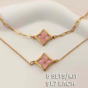 Exquisite Women Clover Pendant Necklace Bracelet Jewelry Stainless Steel