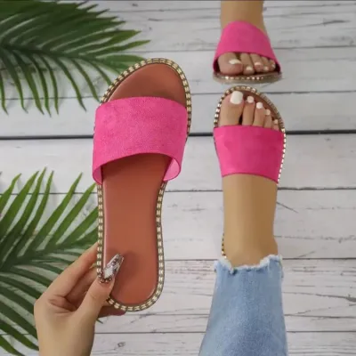 Women's Flat Slippers with Multicolor Leopard Print