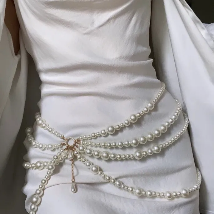 Waistchain Pearl Multi-Layer Tassel Side Swing Distinctive Belt Accessories