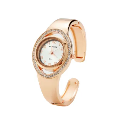 Women's Fashion Simple Square Hollow Rhinestone Dial Bracelet Watch Stainless Steel Case Imitation Leather Strap Business Style