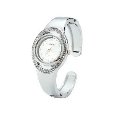 Women's Fashion Simple Square Hollow Rhinestone Dial Bracelet Watch Stainless Steel Case Imitation Leather Strap Business Style