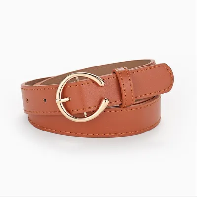 Women Simple C-Shaped Buckle PU Belt
