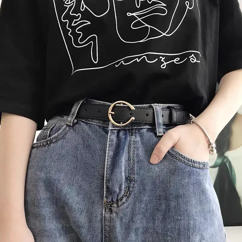 Women Simple C-Shaped Buckle PU Belt