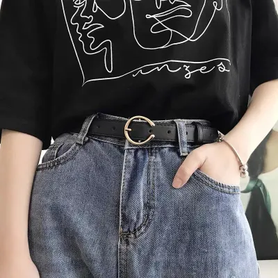 Women Simple C- Shaped Buckle PU Belt
