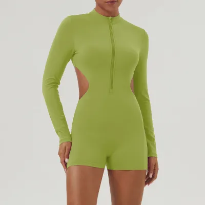 Women Hollow Waist Long Sleeve Yoga Jumpsuit