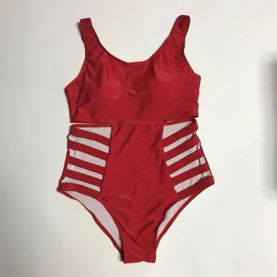Women Plus Size Cut Out One-Piece Swimwear Polyester Solid Color