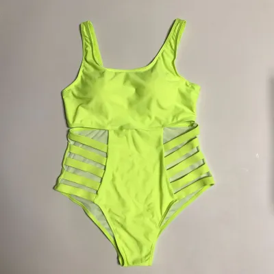 Women Plus Size Cut Out One-Piece Swimwear Polyester Solid Color
