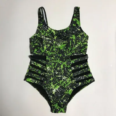 Women Plus Size Cut Out One-Piece Swimwear Polyester Solid Color