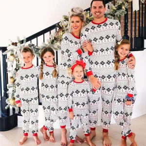 Parent-Child Christmas Pajamas Snowflake Print Family Matching Set