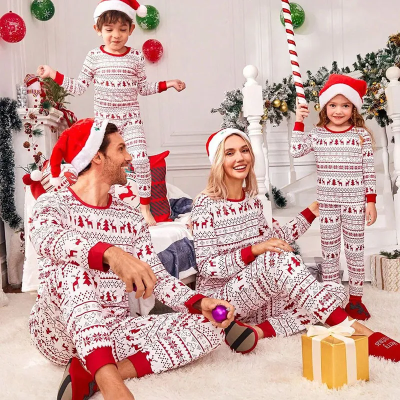 Christmas Family Matching Cotton Pajamas Set Parent-Child Home Clothes