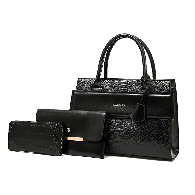 Vintage Large Capacity Crocodile Handbags Sets PU Shoulder Bag