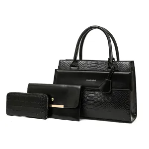 Vintage Large Capacity Crocodile Handbags Sets PU Shoulder Bag