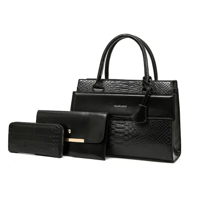 Vintage Large Capacity Crocodile Handbags Sets PU Shoulder Bag