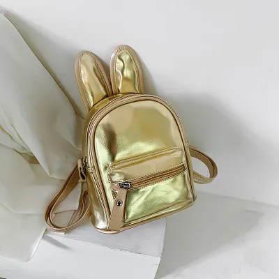Kids Casual Cute Solid Color PU Backpacks Bag with Rabbit Ears