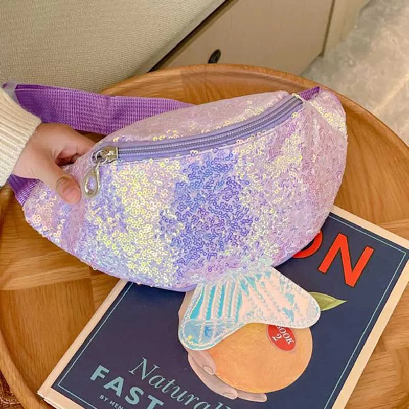 Kids Casual Cute Cartoon Sequins Waist Chest Bag for Kindergarten Girls