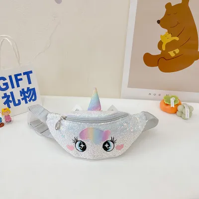 Kids Casual Cute Sequins Waist Chest Bag with Unicorn Pattern