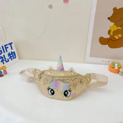 Kids Casual Cute Sequins Waist Chest Bag with Unicorn Pattern