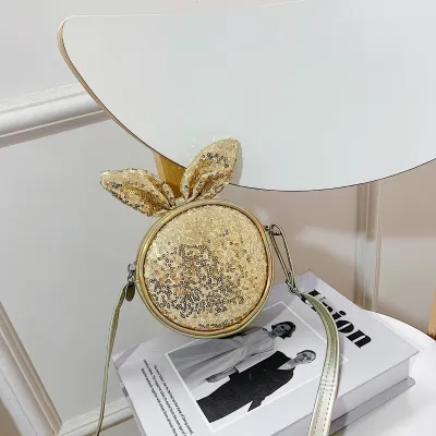 Kids Casual Cute Cartoon Sequins Crossbody PU Leather Bag with Bow