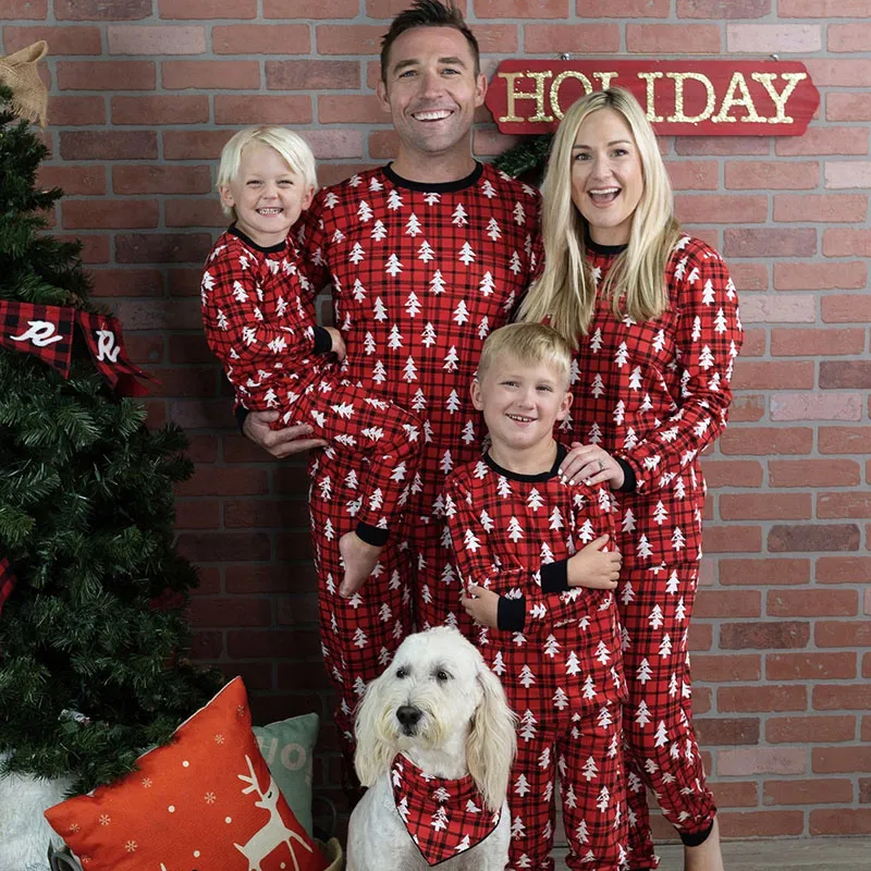 Christmas Parent-Child Family Tree Printing Pajamas Home Clothes Leisure