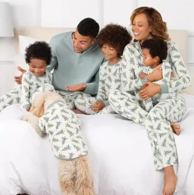 Family Matching Christmas Cotton Pajamas Set for Parents and Kids