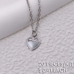 Cute Small Heart Pendant Necklace Stainless Steel Chain