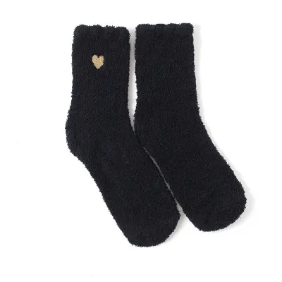 Women Fashion Coral Fleece Love Heart Embroidered Socks