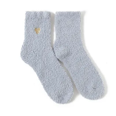Women Fashion Coral Fleece Love Heart Embroidered Socks