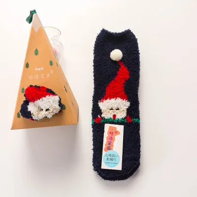 Women's Christmas Gift Triangle Box Socks – Cartoon Thickening Polyester Cotton