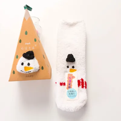 Women's Christmas Gift Triangle Box Socks – Cartoon Thickening Polyester Cotton