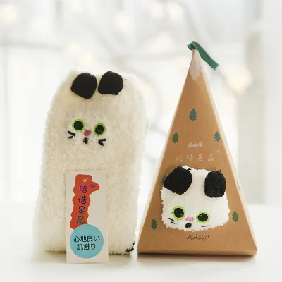 Women's Christmas Gift Triangle Box Socks – Cartoon Thickening Polyester Cotton