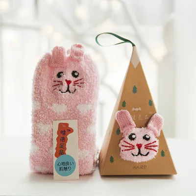 Women's Christmas Gift Triangle Box Socks – Cartoon Thickening Polyester Cotton