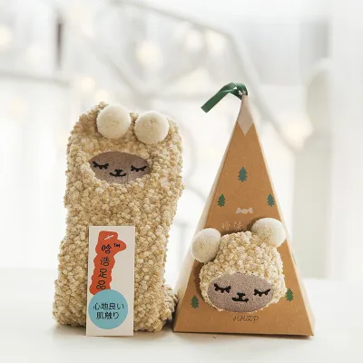 Women's Christmas Gift Triangle Box Socks – Cartoon Thickening Polyester Cotton