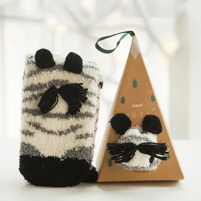 Women's Christmas Gift Triangle Box Socks – Cartoon Thickening Polyester Cotton