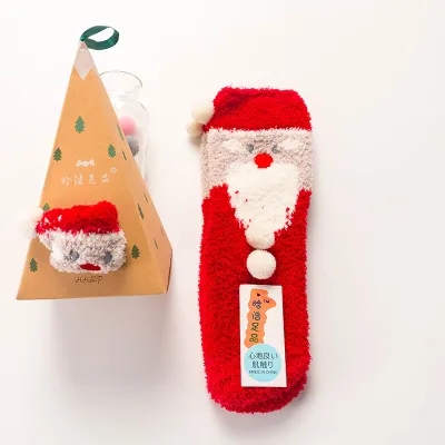 Women's Christmas Gift Triangle Box Socks – Cartoon Thickening Polyester Cotton