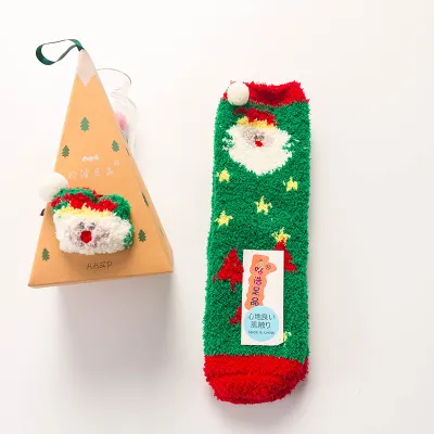 Women's Christmas Gift Triangle Box Socks – Cartoon Thickening Polyester Cotton