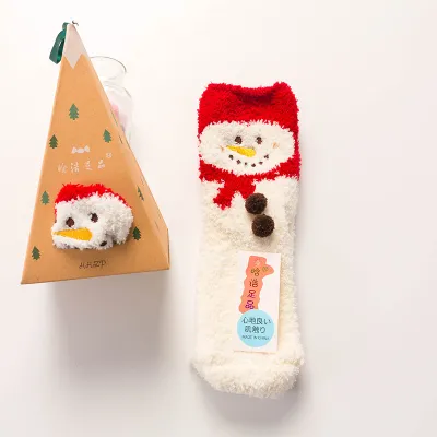 Women's Christmas Gift Triangle Box Socks – Cartoon Thickening Polyester Cotton