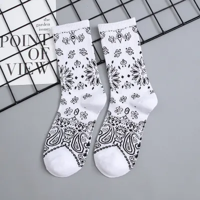Women Fashion Vintage Black White Cotton Stockings