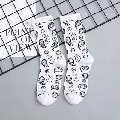 Women Fashion Vintage Black White Cotton Stockings