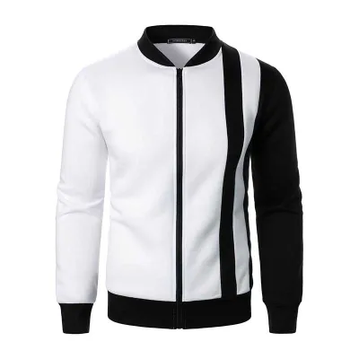 Men Spring Autumn Casual Sports Color Block Long Sleeve Cardigan Coat