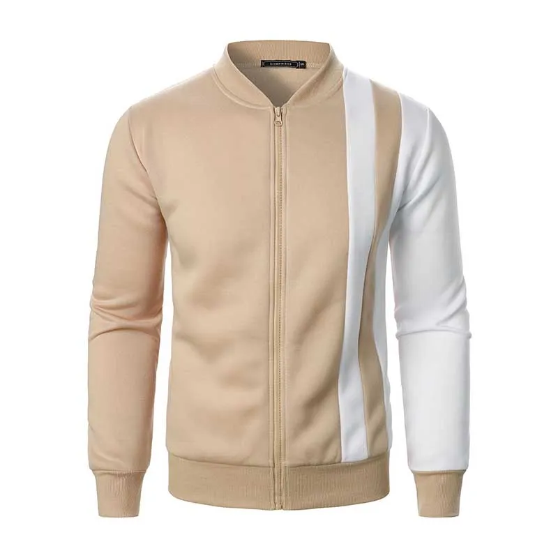 Men Spring Autumn Casual Sports Color Block Long Sleeve Cardigan Coat