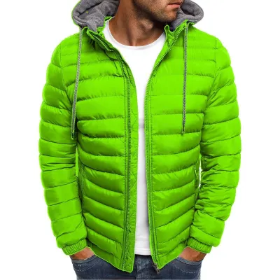 Men Autumn Winter Casual Basic Solid Color Long Sleeve Hooded Coat