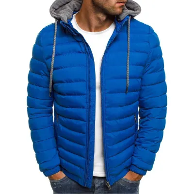 Men Autumn Winter Casual Basic Solid Color Long Sleeve Hooded Coat