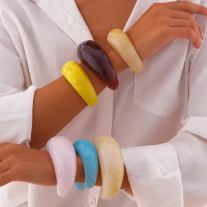 Irregular Acrylic Geometric Open Bracelet for Women, Instagram Style Fashion Personality Trend Bracelet