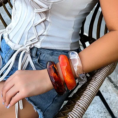 Women Exaggerated Irregular Translucent Acrylic Bracelet