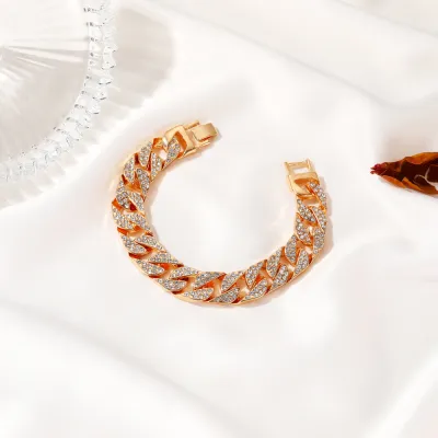 Fashion Personality Flash Rhinestone Thick Chain Bracelet